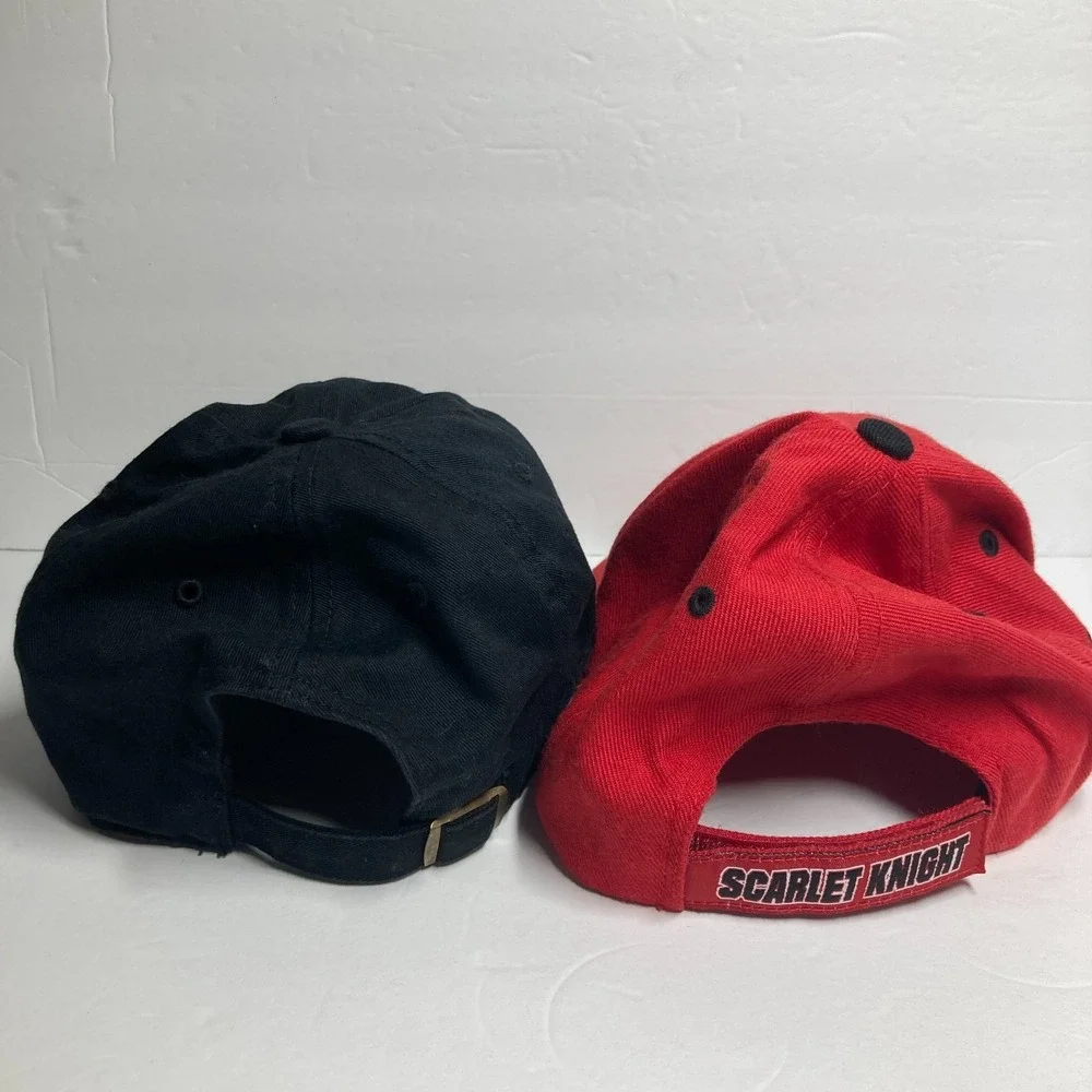 Rutgers University Scarlet Knights Cap Hat Adult Black Red Lot of 2 FLAW